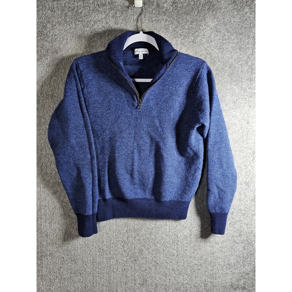 Peter Millar Sweater Boys Sz Large Blue Merino Wool 1/4 Zip Pullover Long Sleeve - Picture 7 of 10